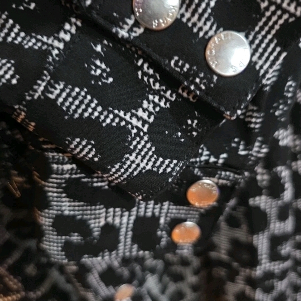 169h. Michael Kors Black Gray Animal Print Dress With Attached Belt - Picture 8 of 9